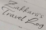 Tan paper with black not-quite-cursive text that says "Zakkarii's Travel Log".